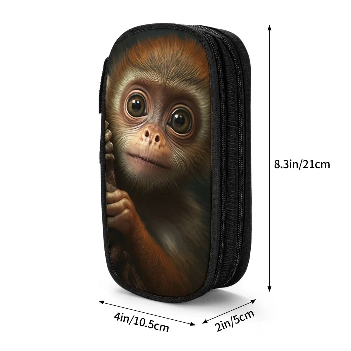 Gorilla Face Print Pencil Case for Students School Pen Box Pencil Bag Stationery Supplies Pen Holder Bag