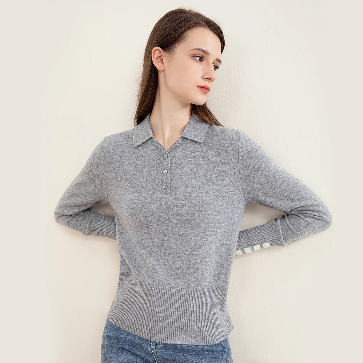 TC-185 Luxury Women\'s 100% Merino Wool Sweater Fashion Polo Pullover Girls TB Clothes Stylish Girls Clothing