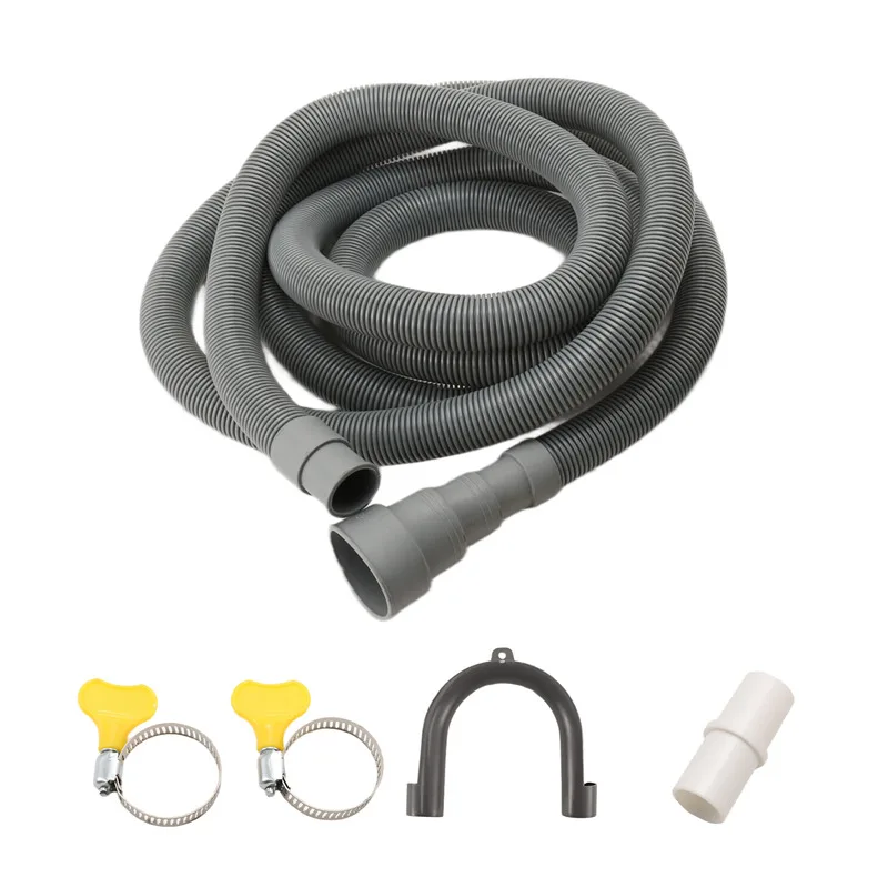 مجموعة تمديد خرطوم الصرف خرطوم الغسالة العالمي بطول 10 أقدام، تتضمن موصل خرطوم القوس ومشابك الخرطوم وخراطيم الصرف-A09G