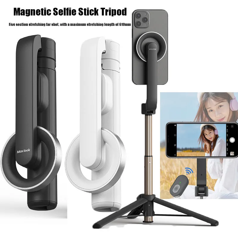 Magnetic Selfie Stick Tripod with Bluetooth Remote Control for IPhone 15 14 13 Pro Max 690mm Extendable Magsafe Selfie Stick