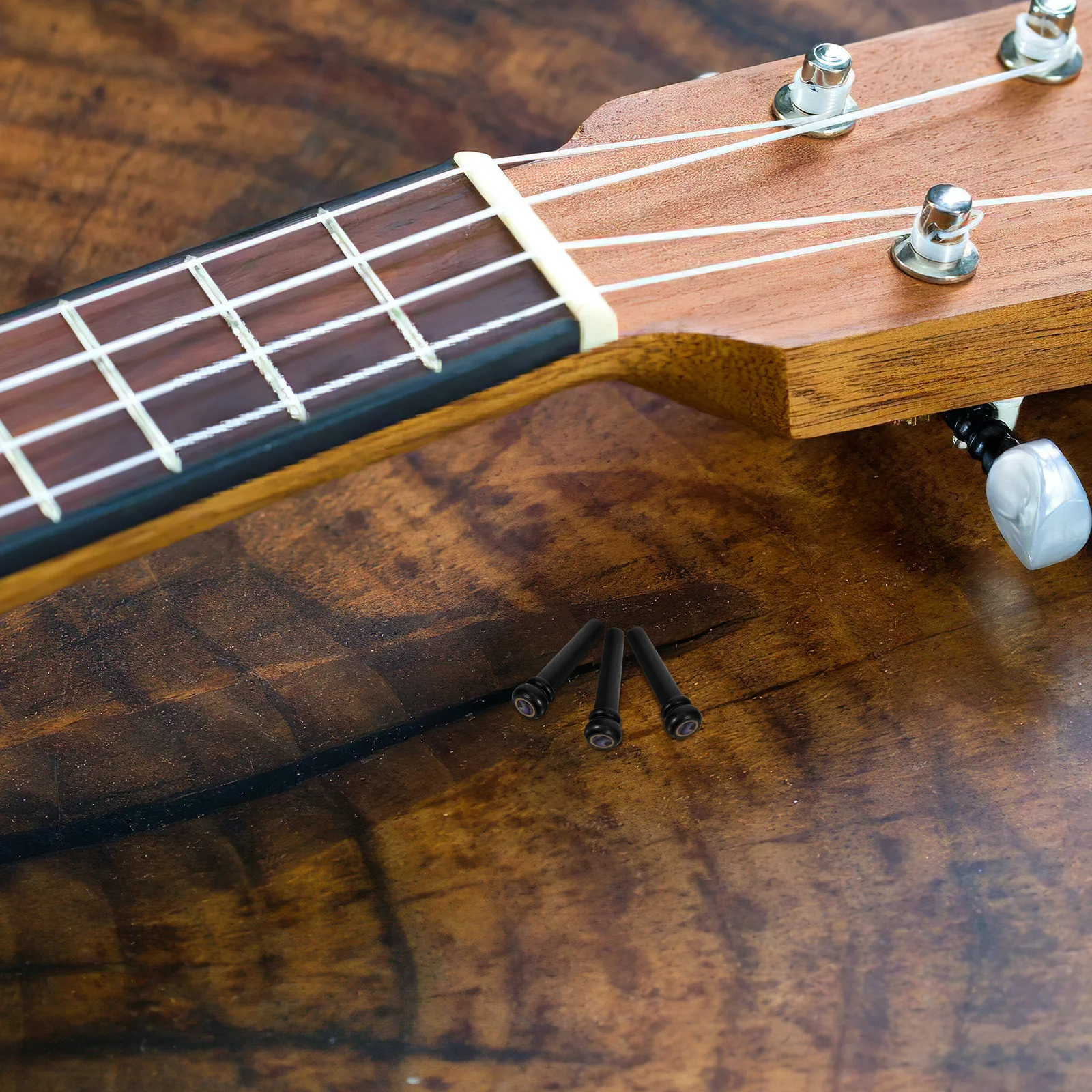 

6pcs Ebony Guitar Bridge Pins Abalone Inlays Copper Rings Enhanced Sound Durable Moisture Resistant Replacement Parts Guitar