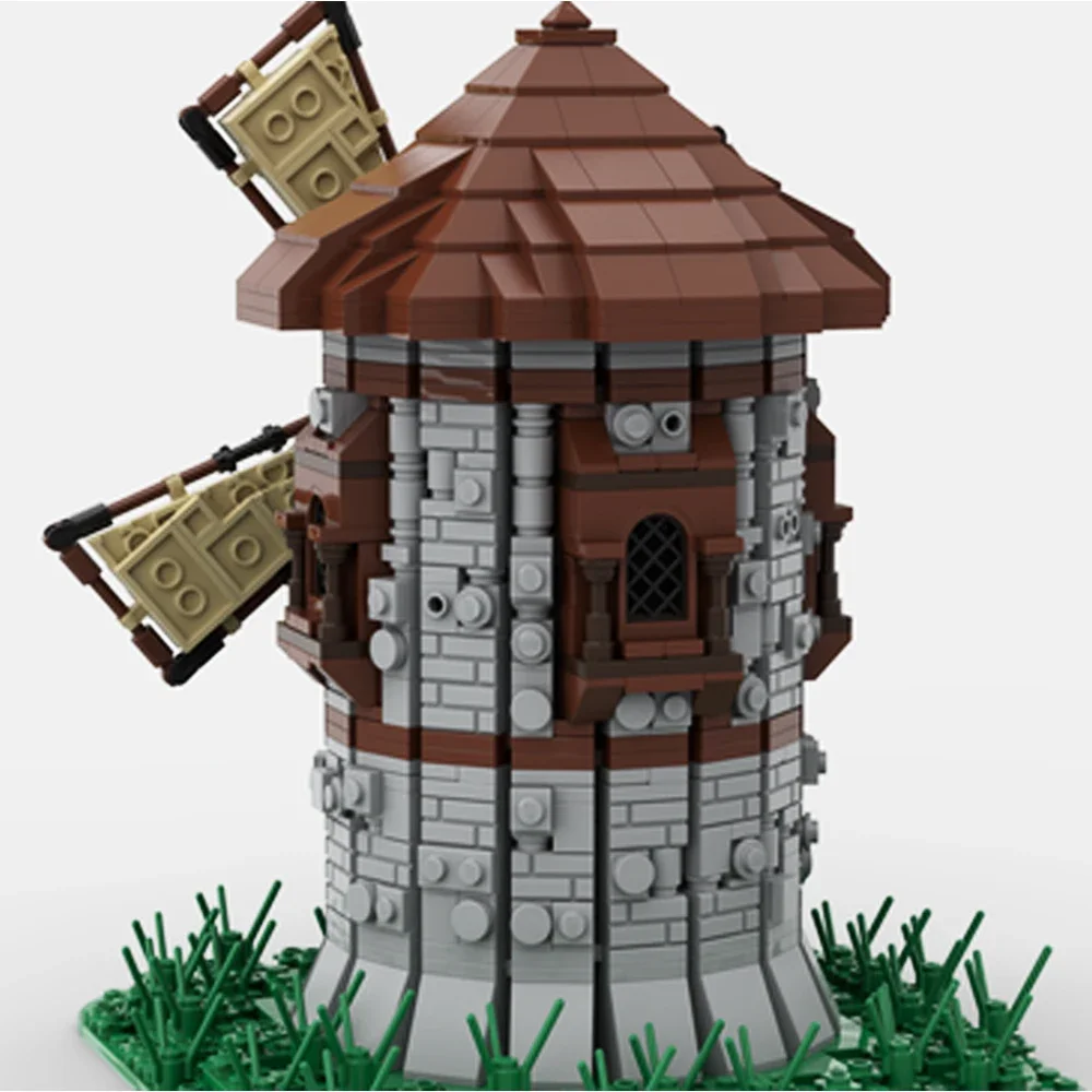 

MOC Medieval Windmill Bricks Town Windmill City Retro House Street View Building Blocks