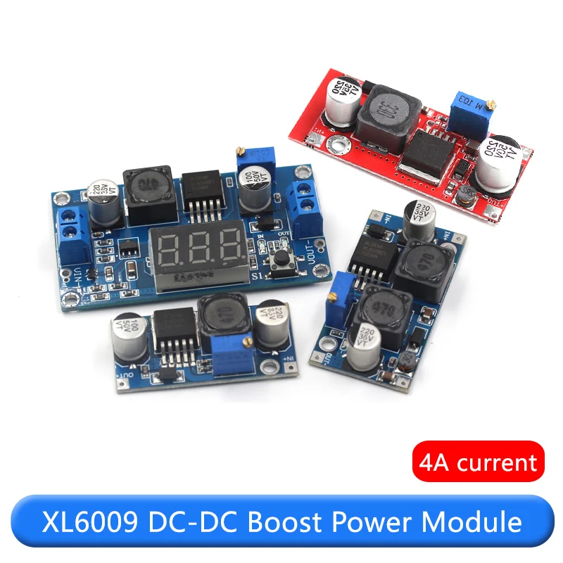 XL6009 DC-DC step-up adjustable voltage regulated power supply module board output 4A current wide voltage 5V12v up to 24V