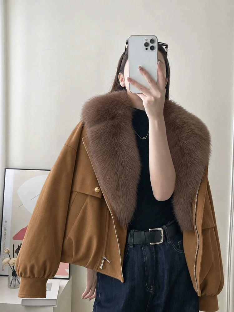 2026 new cotton jacket women's short detachable large fur collar cotton coat warm cotton padded trendy autumn and winter outwear