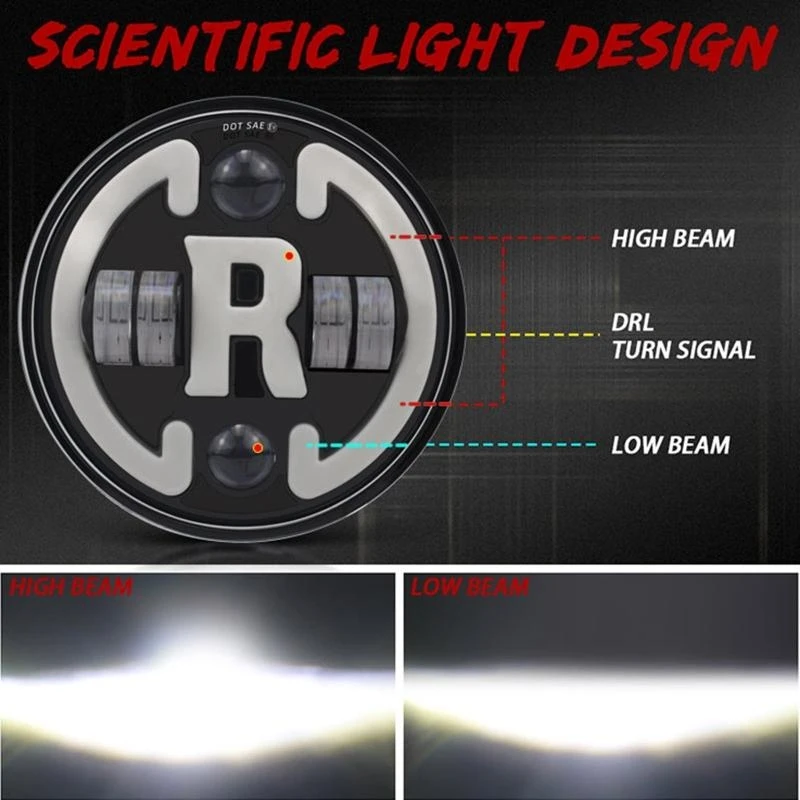 

A2UC 7-дюймовые модифицированные автомобильные фары, светодиодные купольные фары, прожектор для бездорожья, для Wran