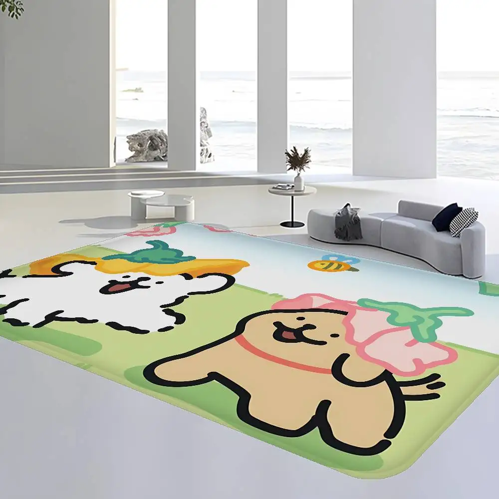 Dog Cartoon M-Maltese L-Line D-Dog Bathroom Mat Anti-slip Absorb Water Long Strip Cushion Bedroon Mat Welcome Doormat