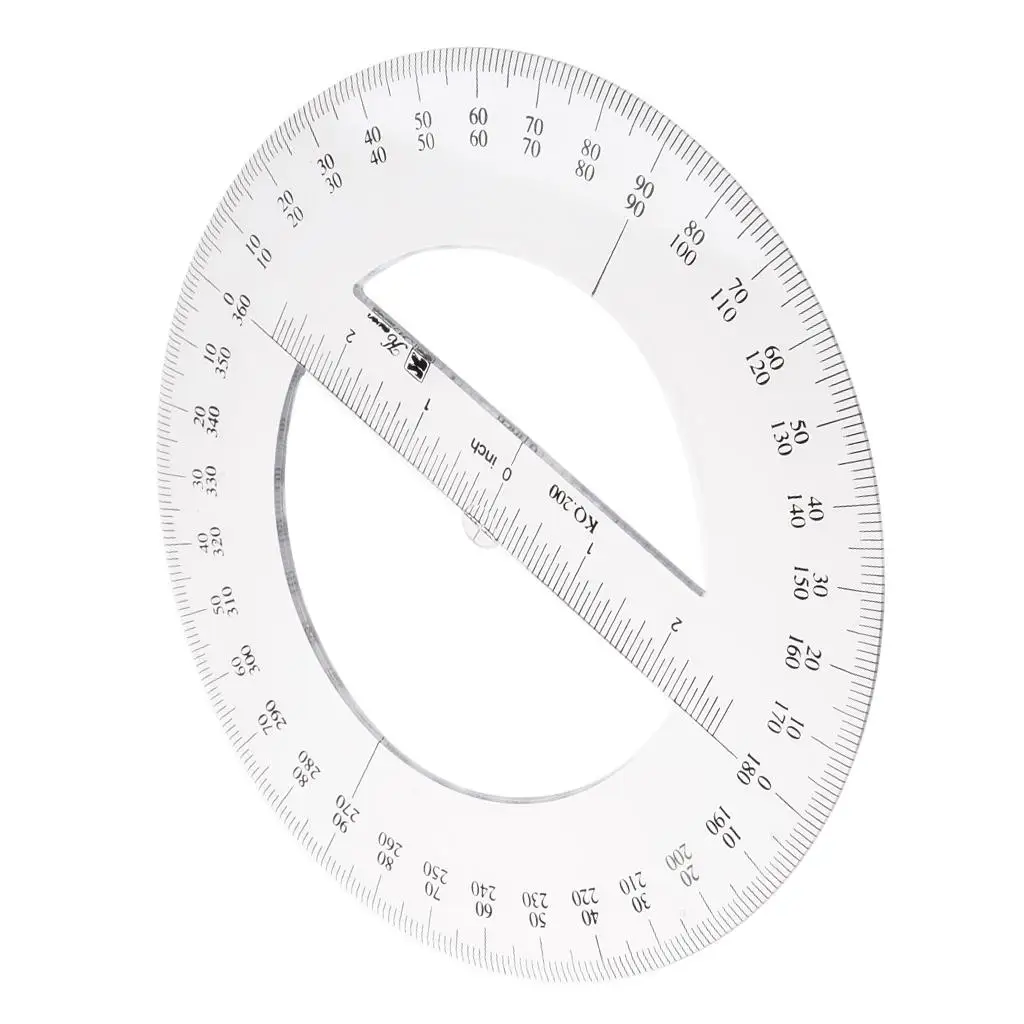 AcrylicRound 360 Degree Protractor Angle Ruler Stationery 20cm