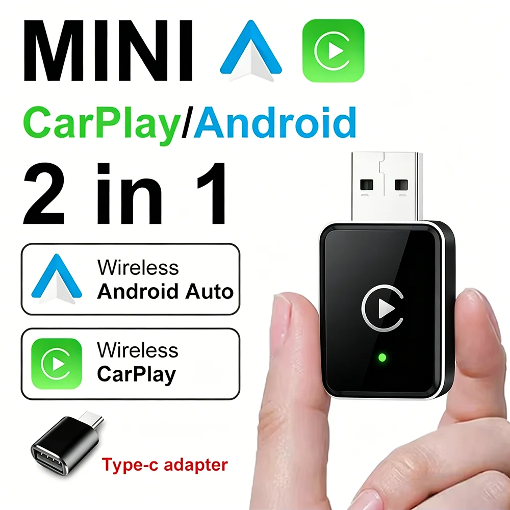 

2026 Uhulamb 2in1 Wireless Android Auto Adapter Carplay Smart Dongle Plug and Play For Kia Volvo Audi MG Opel VW Hyundai Jeep