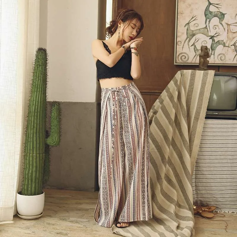 

Новые летние брюки для пляжного отдыха с завязками, высокой талией, из полиэфирного волокна, повседневные, для женщин