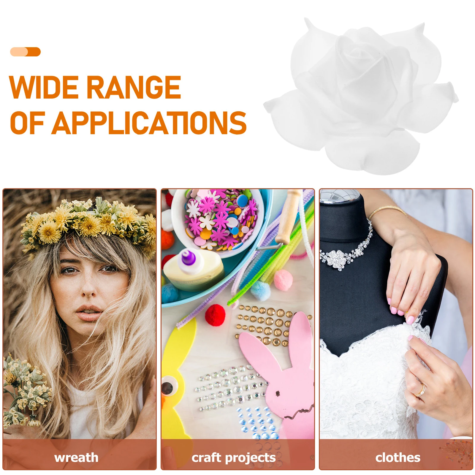 

50Pcs Artificial Rose Flowers Fake Flower Head for Wedding Decor Bridal Shower Favor Party Decoration Bulk Roses