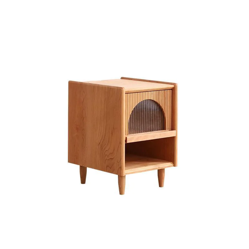 

Nordic all solid wood bedside table, simple and modern bedside, lockers, cherry wood bedroom shelves