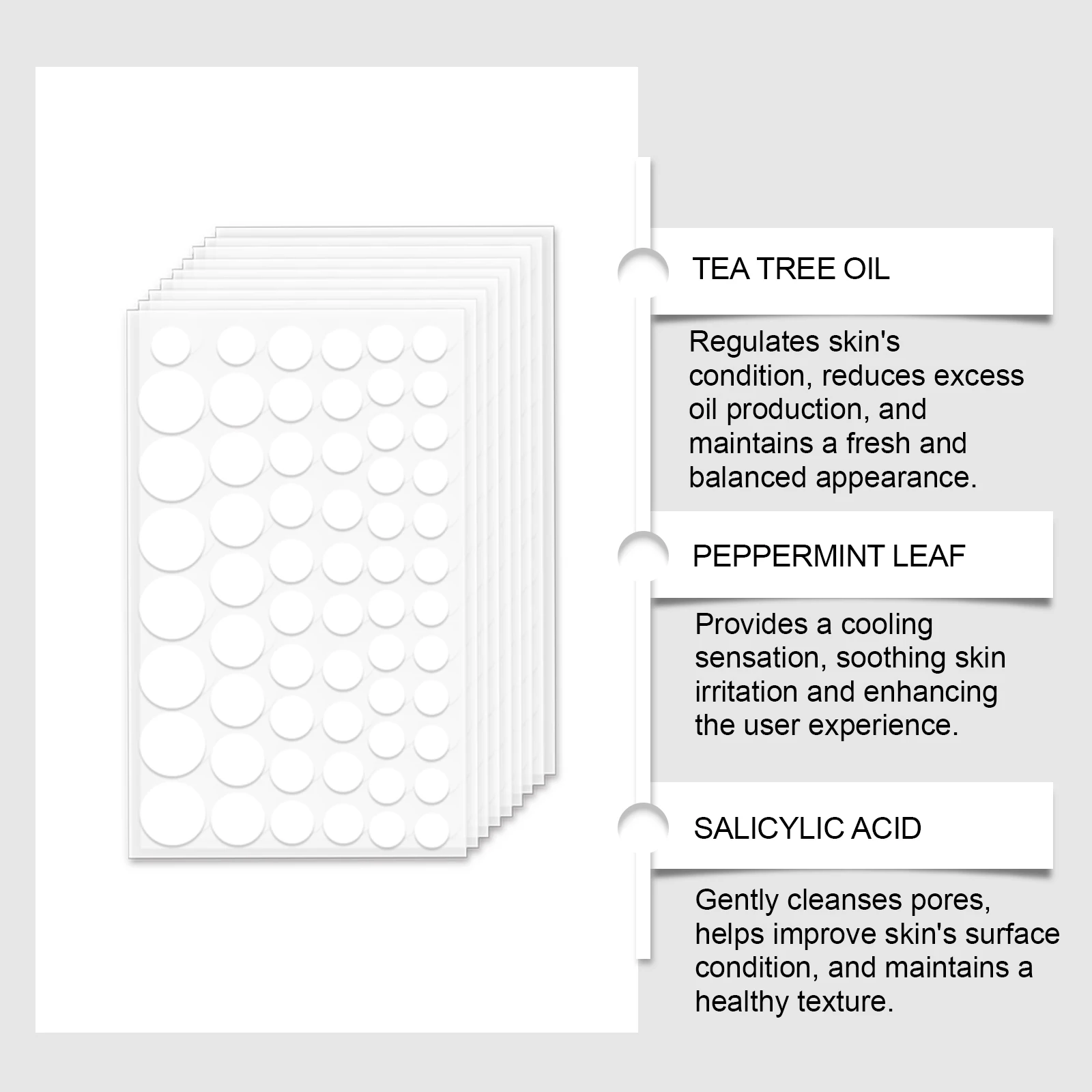 Invisible Hydrocolloid Acne Patch Removal Acne Waterproof Skin Protection Salicylic Acid Mentha Piperita Leaf Cover Spot Sticker