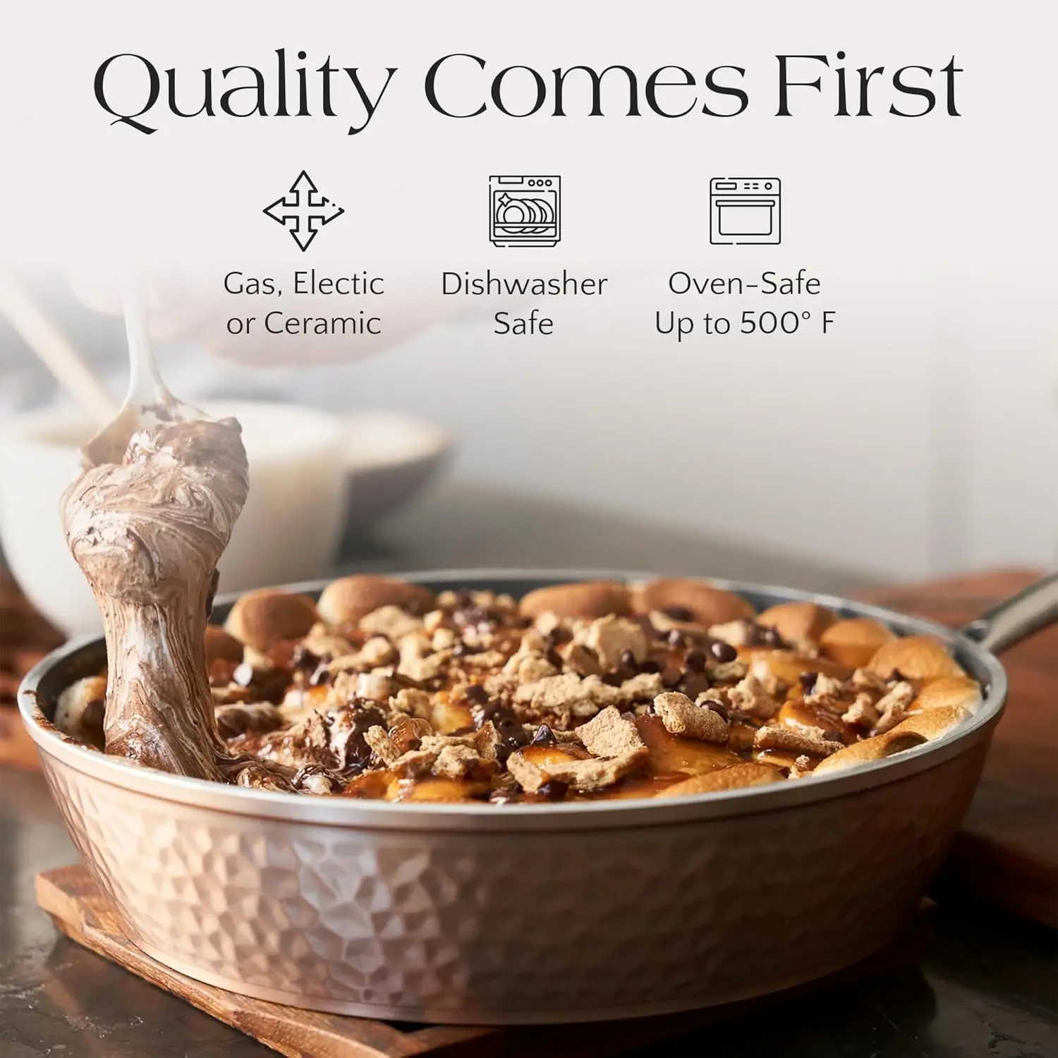 Роскошный антипригарный керамический набор посуды из розового золота, 16 предметов со стеклянными крышками, легкий, устойчивый к царапинам, можно мыть в посудомоечной машине, Ove