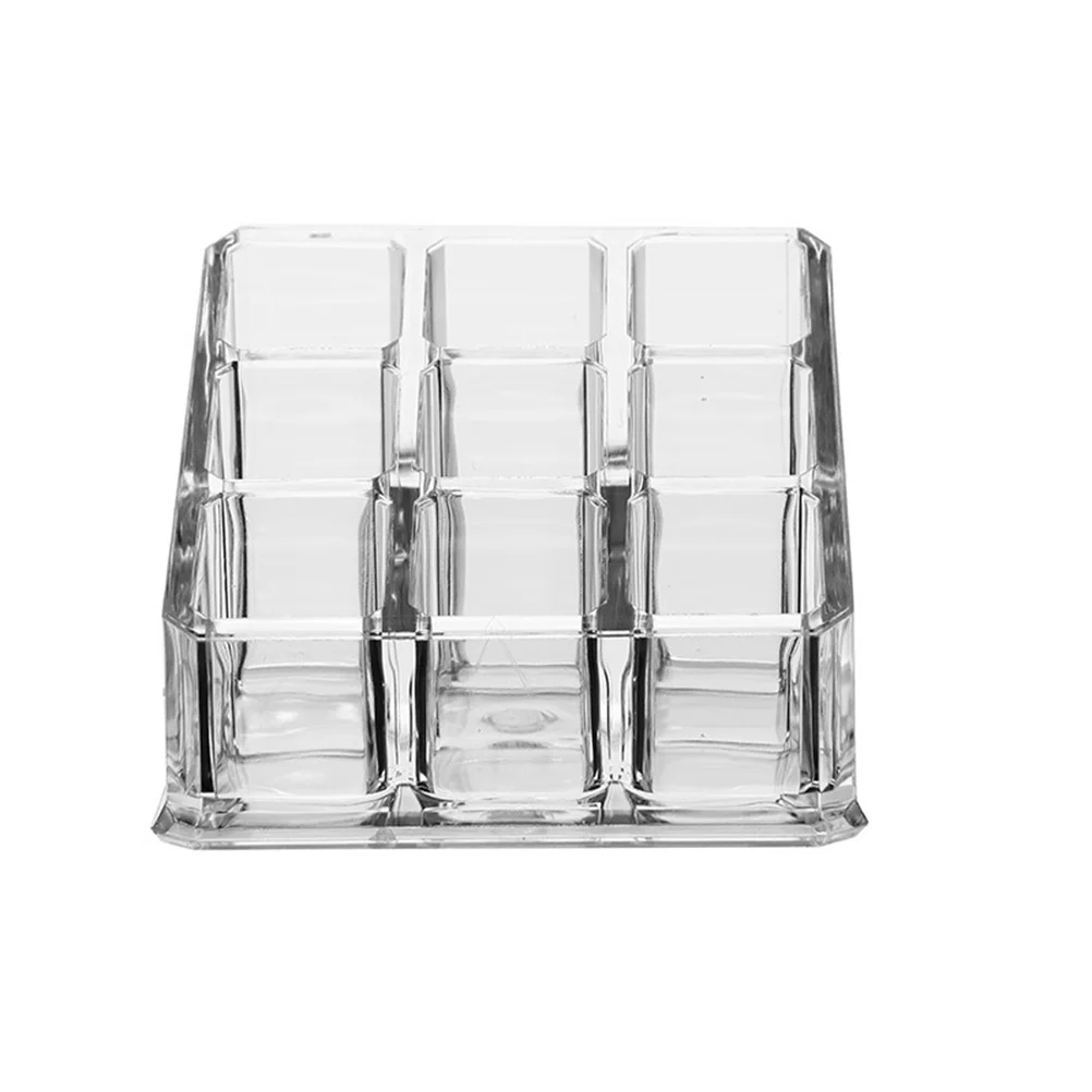 

9 Slot Jewelry Storage Canister Clear Plastic Lipstick Case for Organizer Desktop Box Lipstick Storage Case