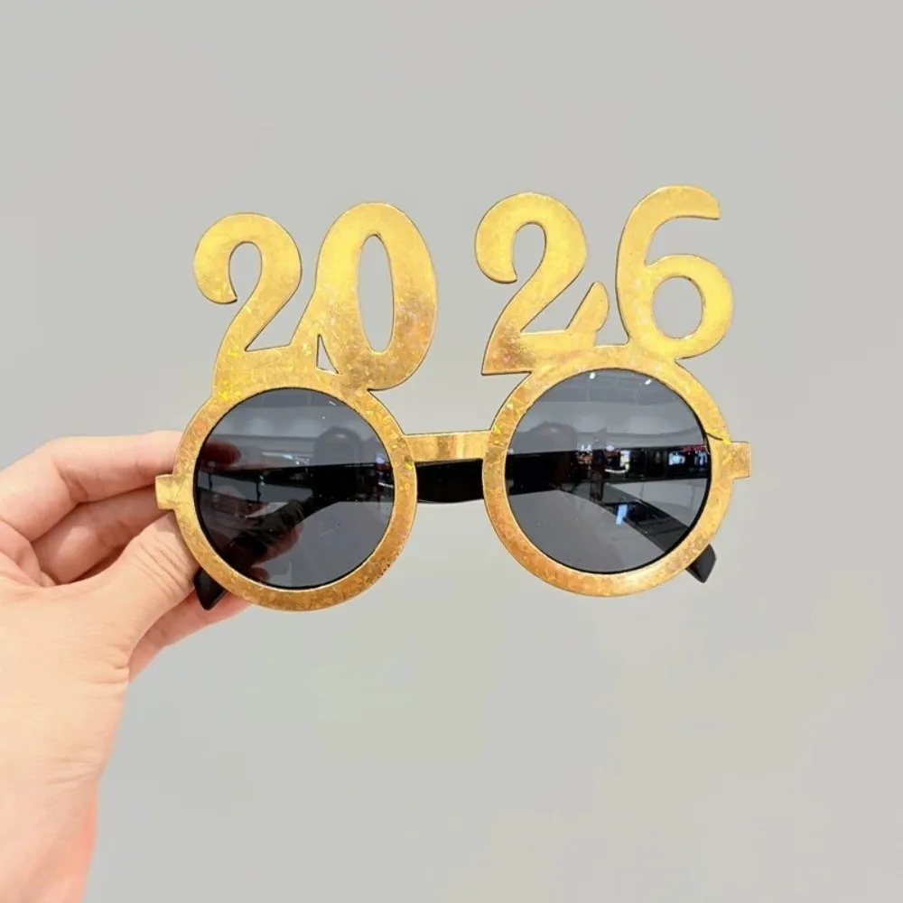 

Shiny 2026 Happy New Year Glasses Cute Sweet Christmas Glasses Colorful Creative New Year Decorative Sunglasses Party Decoration