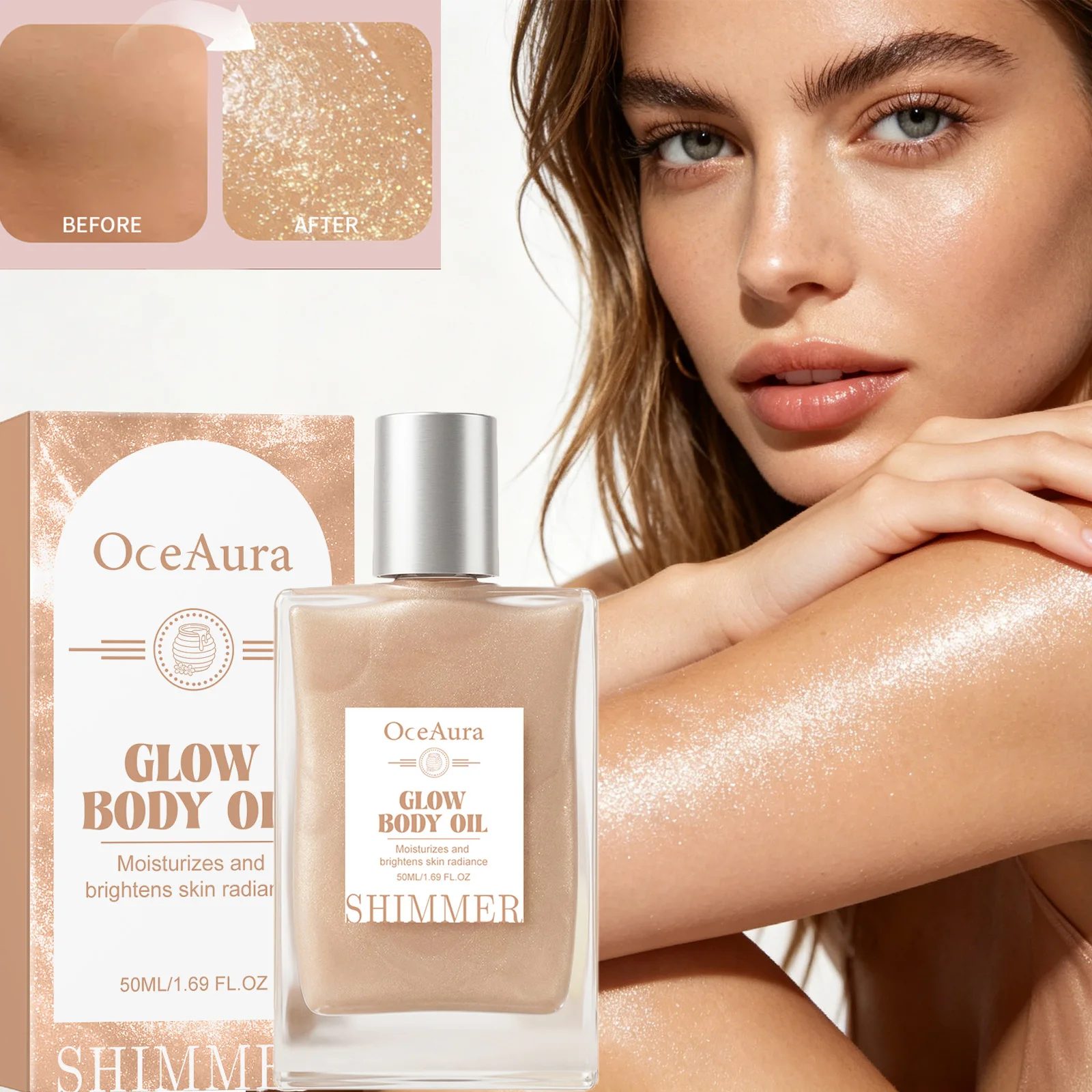 Oleo-corporal-iluminador-com-textura-sedosa-nutritivo-e-hidratante-para-a-pele-com-extrato-de-mel-e-Oleo-de-coco-suavizante-e-hidratante