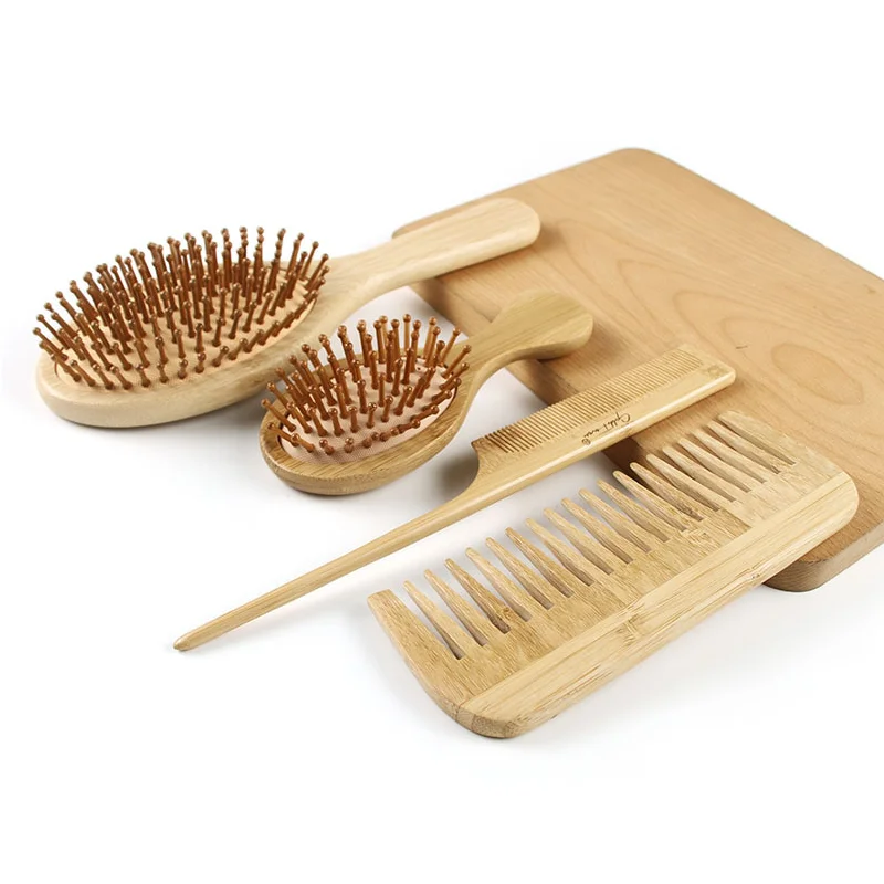 

4 Pcs/Box Hair Comb Set Eco-friendly Bamboo Wooden Air Cushion Massage Comb For Adult Children Wide Tooth And Pointed Tail Cmb