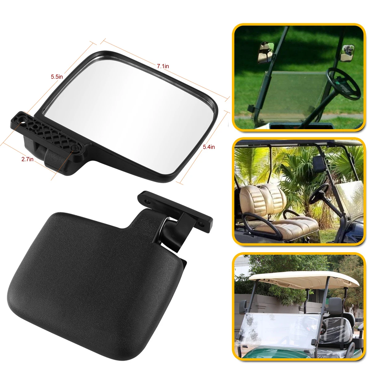 

Боковые зеркала для электрических гольф-каров, зеркала заднего вида, подходят для большинства электрических тележек для гольфа