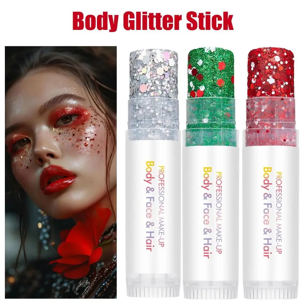 Non Greasy Body Glitter Stick Chunky Glitter Waterproof Facial Glitter Stick Multi Color Options Long Lasting Shine