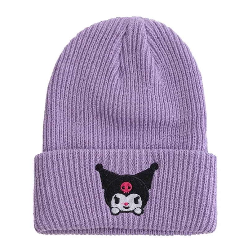 Hot Sale Saniro Hello Kitty Beanie Hat Women Cute Cartoon Cinnamoroll Melody Kuromi Winter Knitted Cap