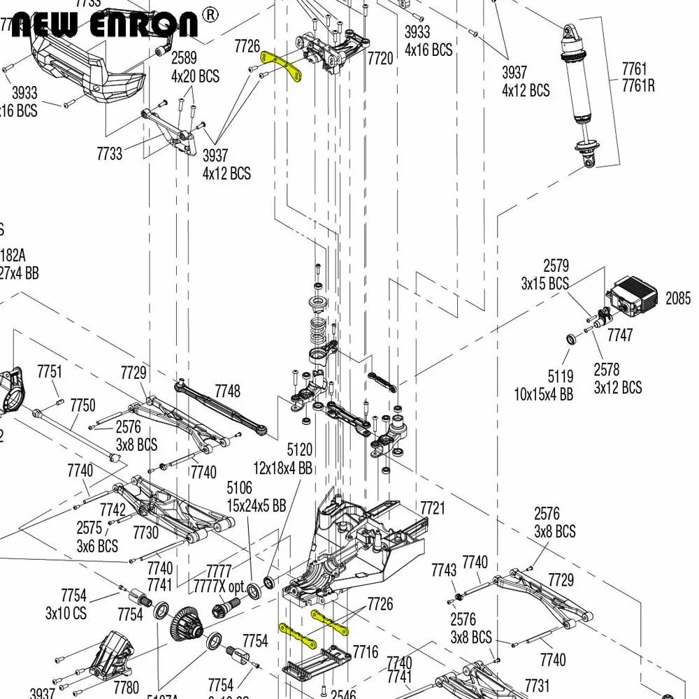 NEW ENRON #7726 Stainless Steel Upper / Lower Bulkhead Tie Bar Upgrade Parts for 1/5 RC Traxxas XMAXX 6S 8S car accessories
