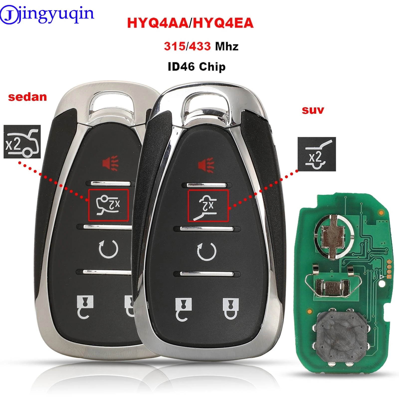 jingyuqin Remote Car Key 315/433MHz With ID46 Chip For Chevrolet Blazer Traverse 18 19 20 FCCID: HYQ4AA/HYQ4EA Smart Key