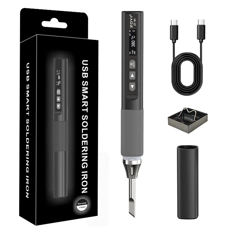 شاشة عرض محمولة حديد كهربائي 212-840 ℉   طقم مكواة لحام ذكية متعددة الأغراض سريع التسخين مع محول طاقة