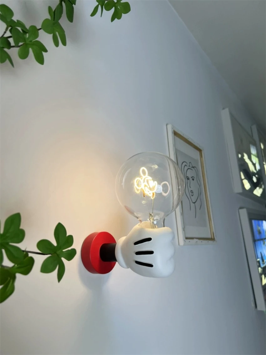 Cartoon fist glass bulb wall lamps bedroom Handheld lamp children's room bedside night light aisle sconces lights fixtures