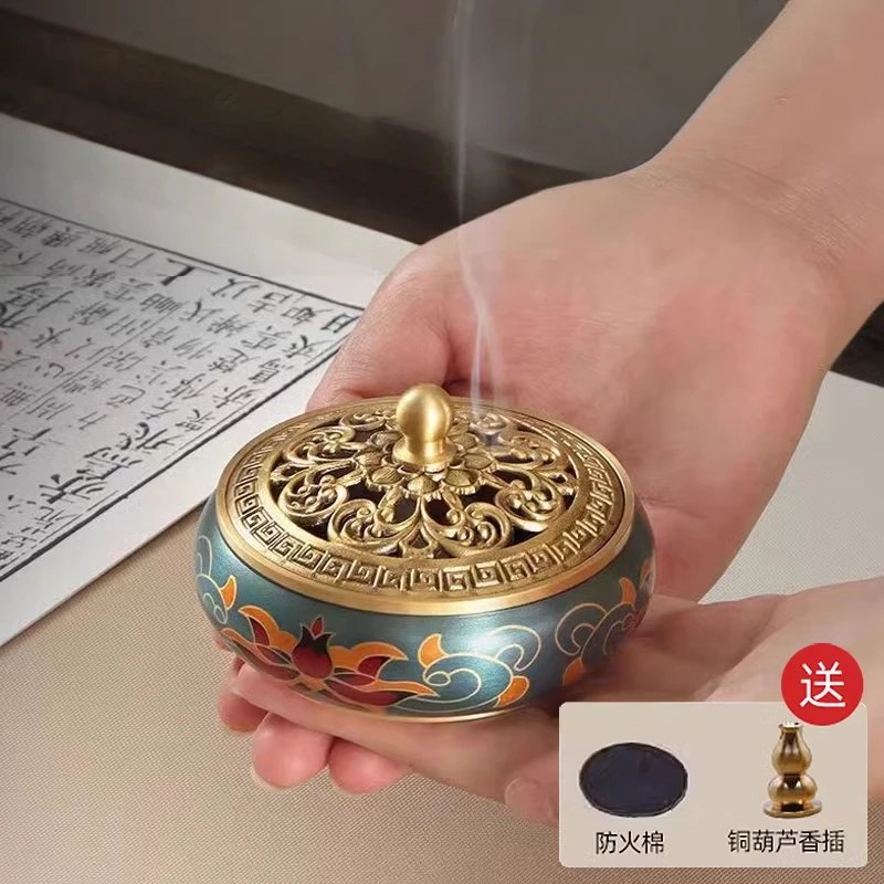 Copper Incense Burner Retro Niche Play Incense Seal Stove Indoor Sandalwood Pan Incense Burner