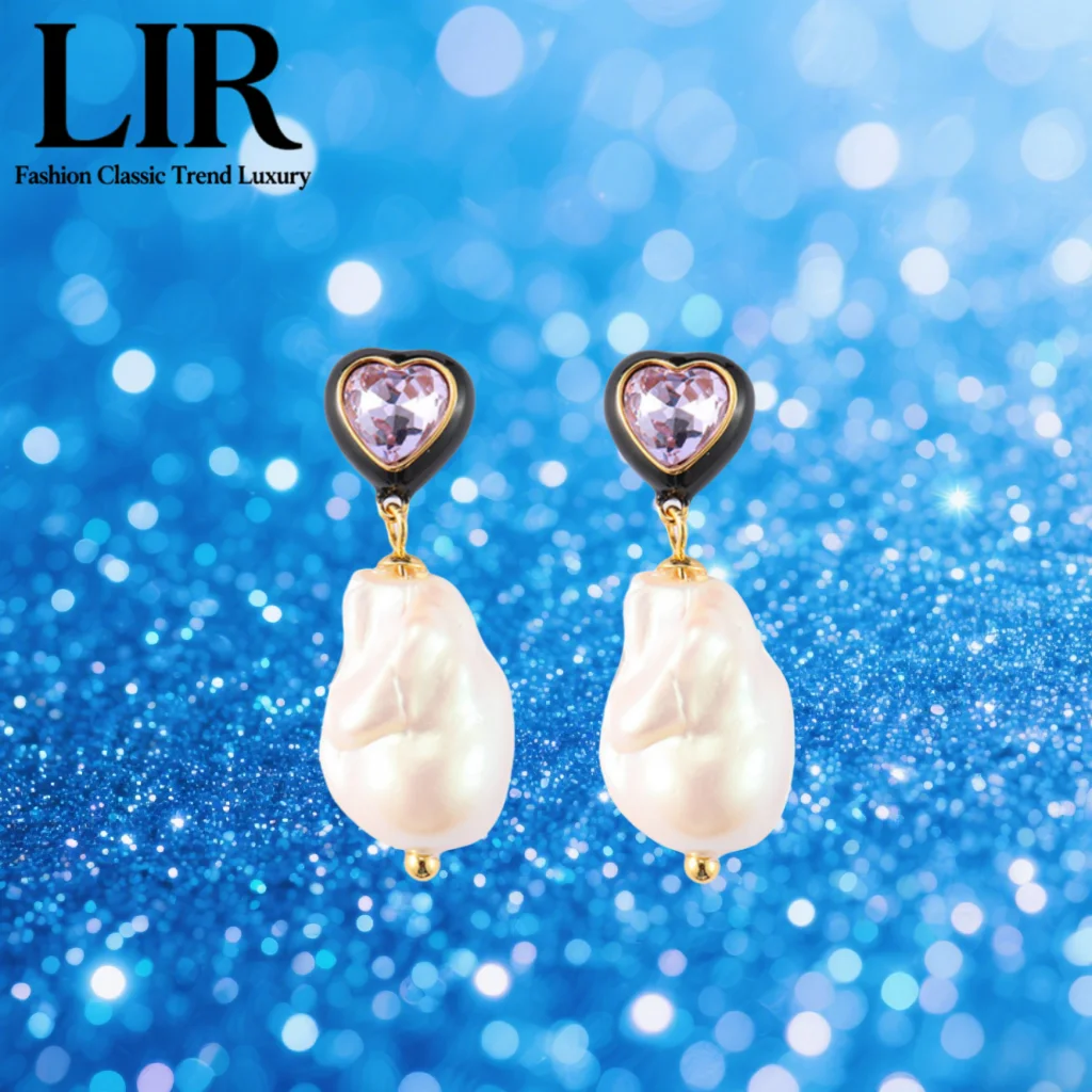 LIR French Retro Baroque Pearl Heart - Shaped Glazed Earrings for Women, Elegant, High - End, Gift Box, Free Shipping