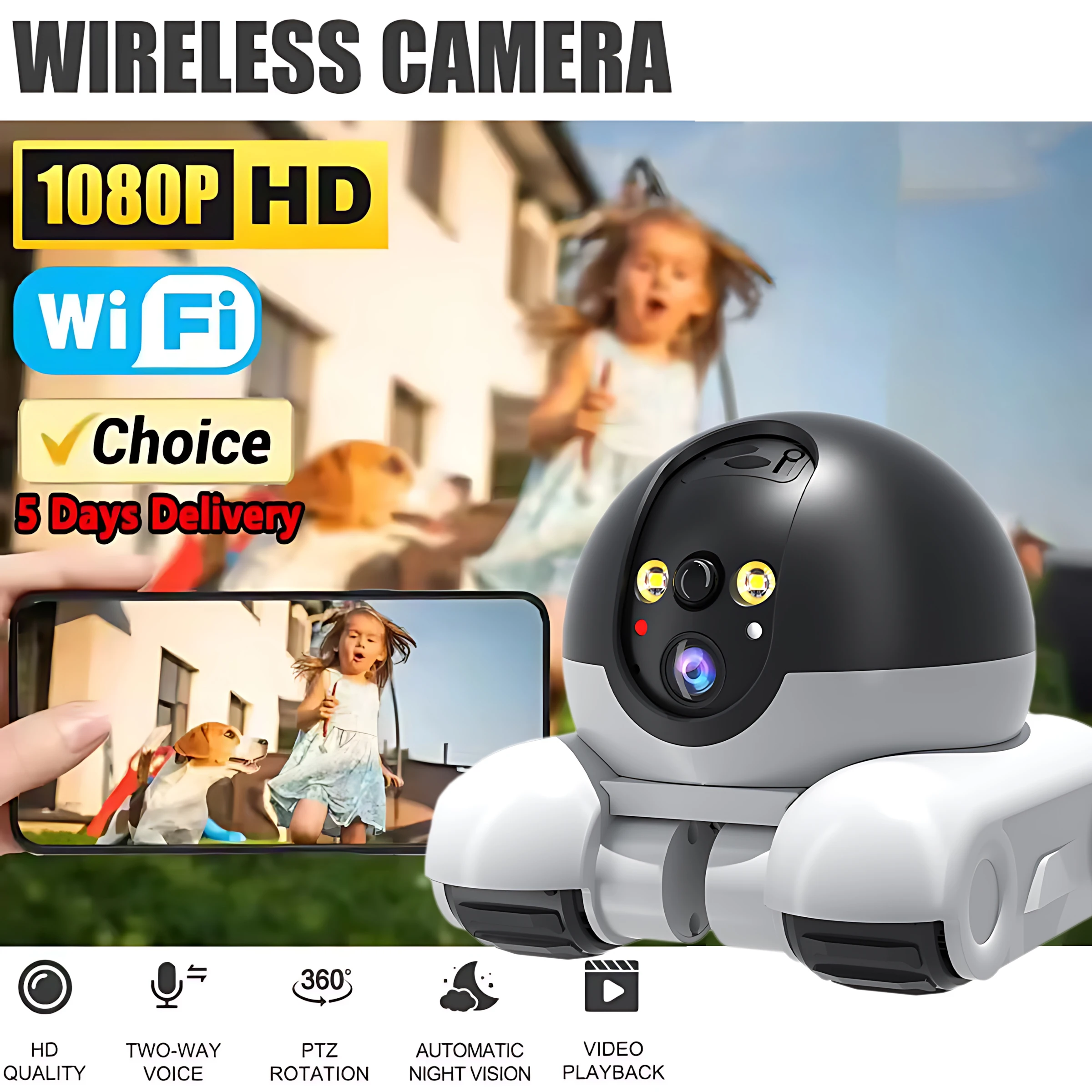 

WIFI 1080P HD Camera PTZ IP Security Protection Surveillance Camera Auto Tracking Baby Pets Monitor Smart Home Robot Cameras New