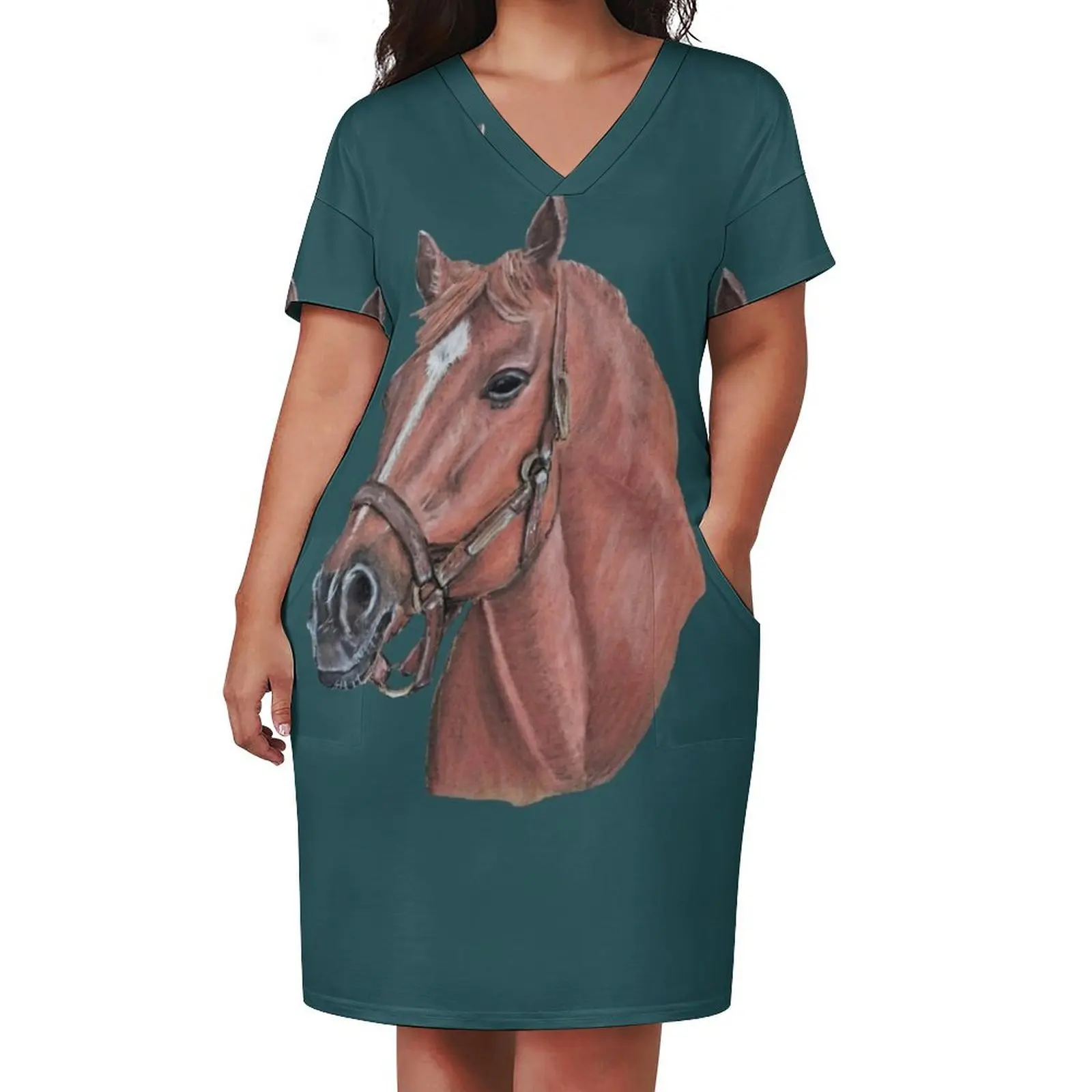 Big Red Secretariat, Race Horse Loose Pocket Dress Summer dresses for women women long dresses long dress women summer