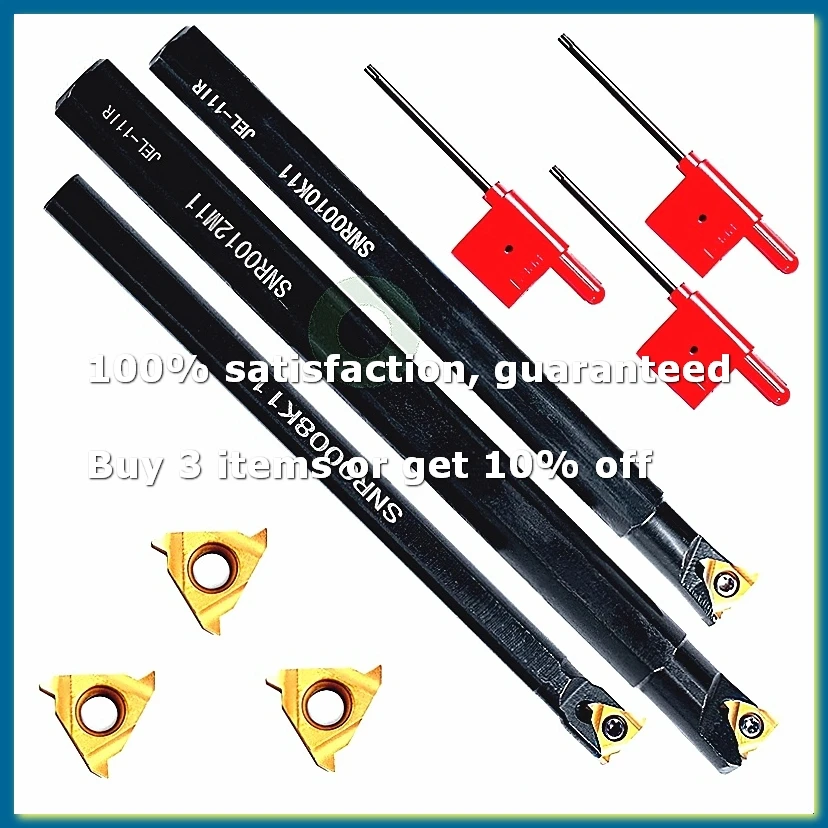 A49I-Lathe Thread Tool Set 6Pcs - 3Pcs Turning Shank Boring Bars with 3Pcs Indexable Carbide Inserts D
