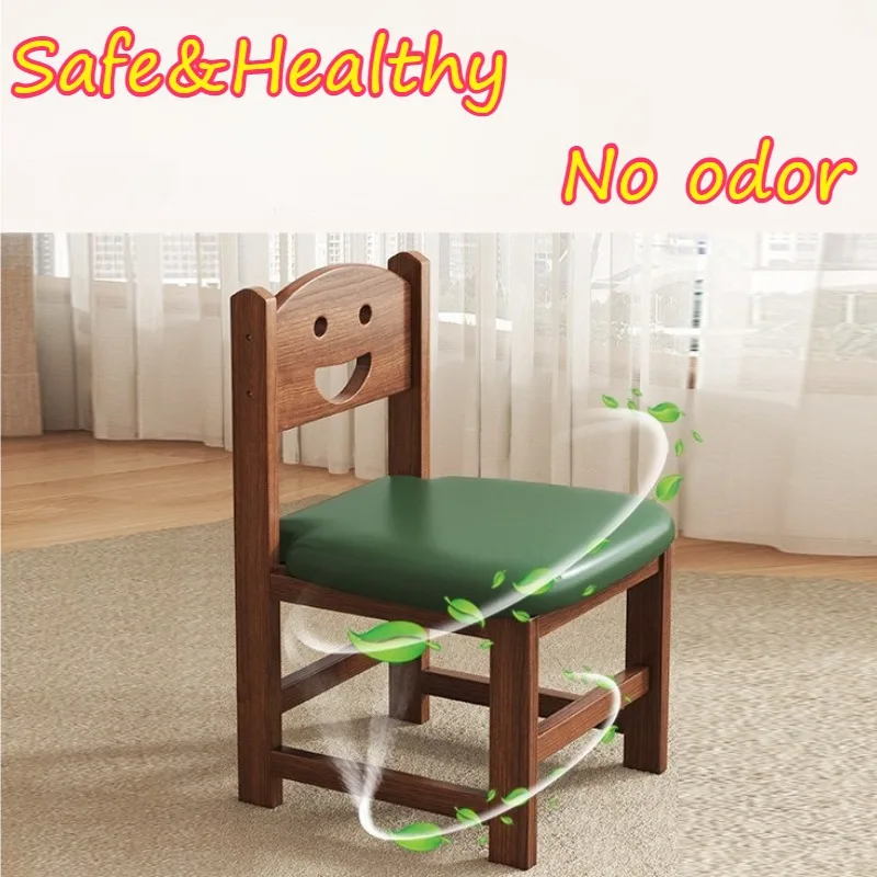 Solid Wood Back Chair Thick Legs High Load Bearing Waterproof Stools Nordic Cuty Sturdy Stable Anti-wobble Living Room Furniture