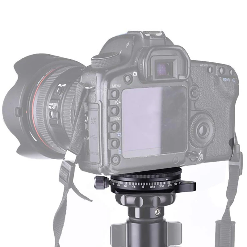 Camera Pan Base With Style Plate, 0.95Cm Screw Aluminum Panoramic Ball Tripod With Bubble Level, Load Capacity 22 Lbs