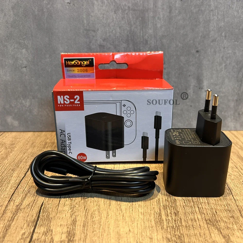 TYPE-C Power Adapter 60W Fast Charger For Switch 2 Charger For NS2 NS  Power Supply Support Switch TV Dock