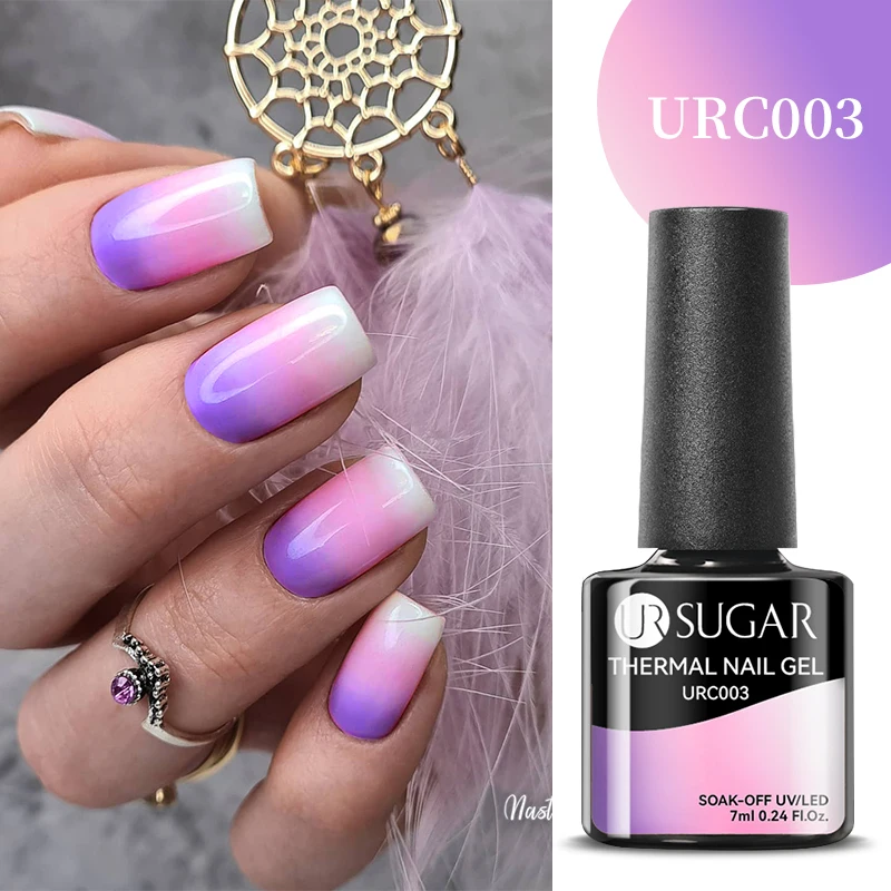 Ur Zucker 7ml Lavendel rosa lila Thermo gel Nagellack 3-Lagen Temperatur Farbwechsel Gel Gel Lack Maniküre einweichen