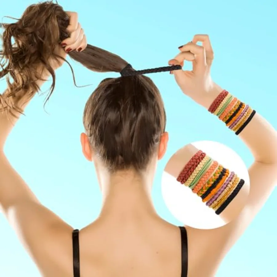 Hir ccessories for Women: 24PCS Hir Tie rcelets, 6 Styles, 10 Colors, No Damage for Thick Hair