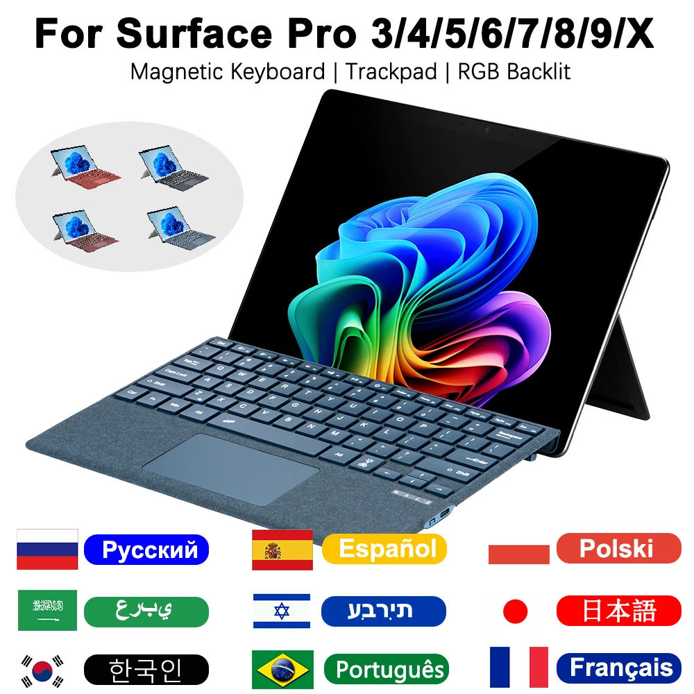 Bluetooth Keyboard For Surface Pro 11 10 9 8 X,For Microsoft Surface Pro 3 4 5 6 7/7 Plus Detachable Slim Type Cover Keyboard