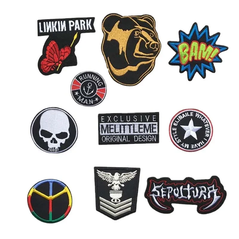 Fusible Embroidery Applique Clothing Thermoadhesive Patches,Punk Rock Music Band Badge Iron On Patch DIY For Clothes,Jackets
