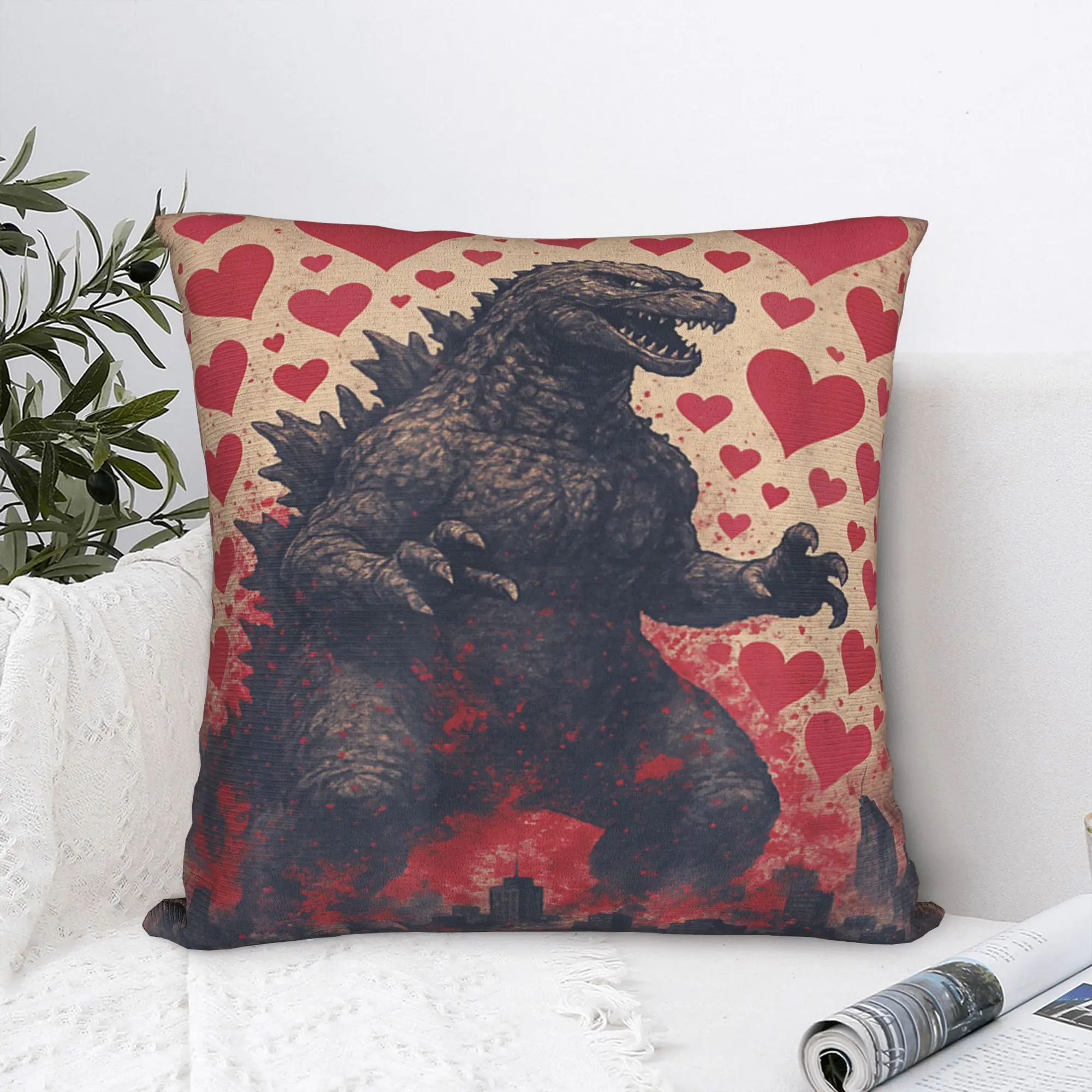 Easter Kaiju Valentine Japanese Monster Heart Pillow Cover Fashion Pillow Case For Party Home Decor Comfy Pillowcases Gift