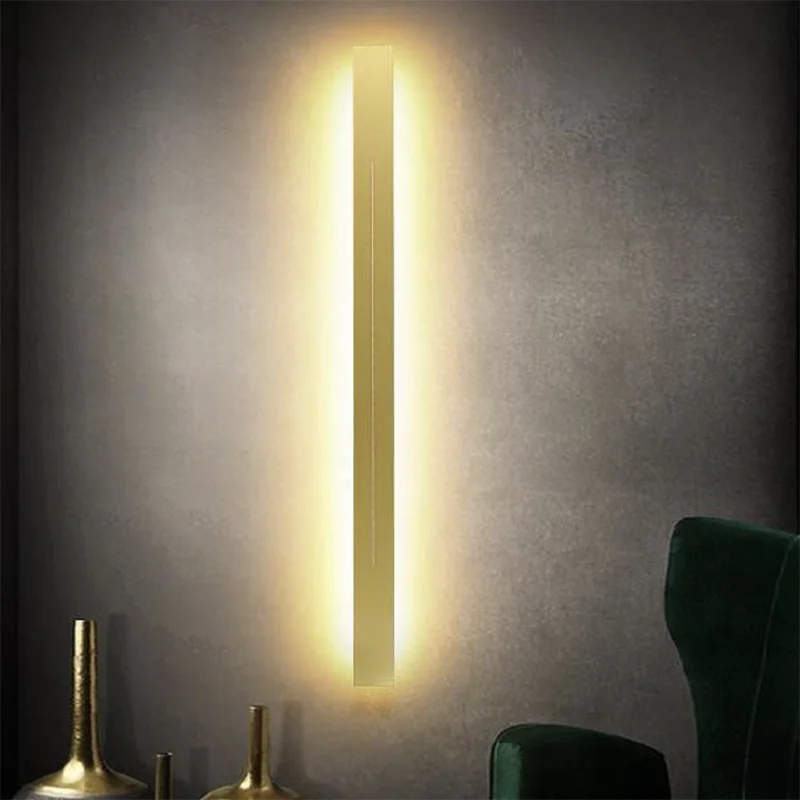 

Modern simple linear tube LED wall lamp up down background opposite wall light LED bedside foyer corridor black gold LED sconce