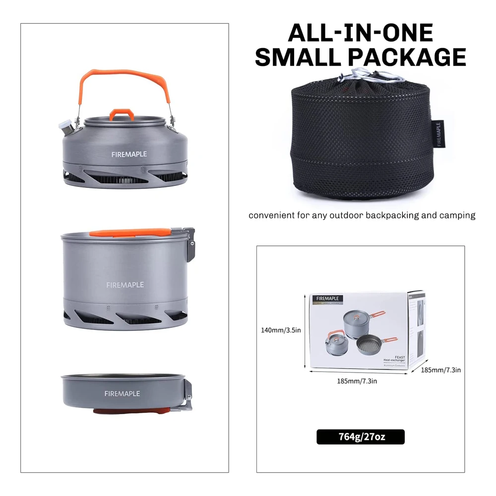 Fire Maple Camping Cookware Set Hiking FEAST Heat-exchanger Aluminium Pot Outdoor Foldable Pots Travel  Tourism Tableware Dishes