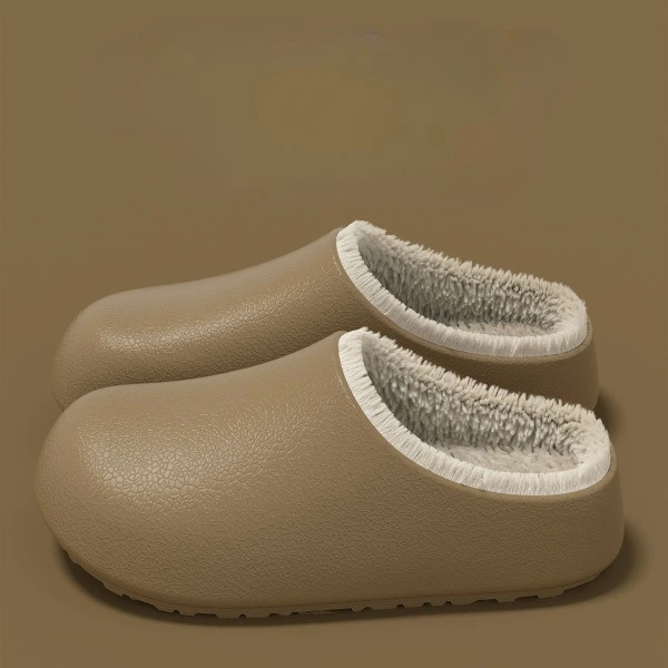 

Men's Winter Warm Slippers - Waterproof Soft-Soled Indoor Slippers with Non-Slip Sole, Fully Lined with Fleece Lining