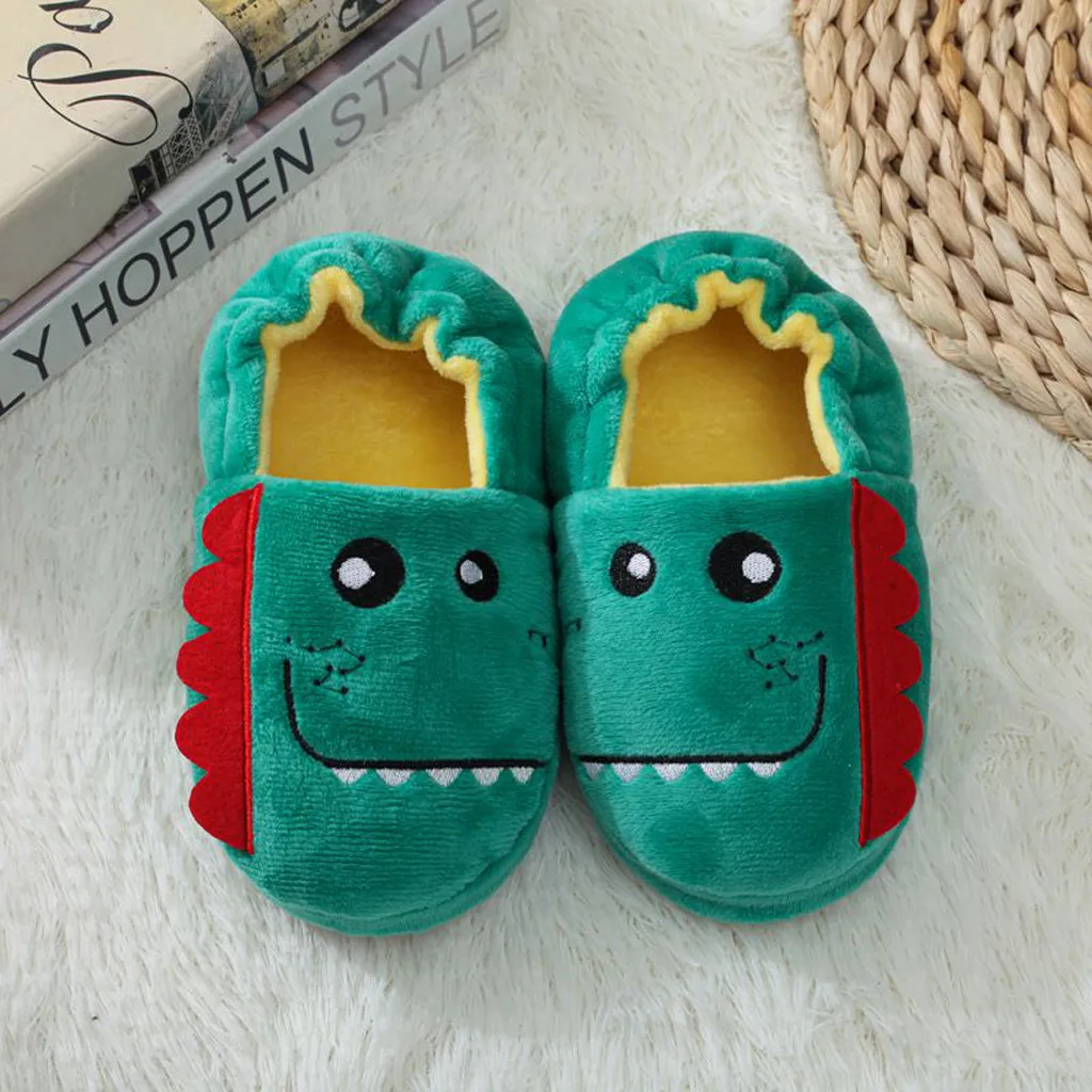 Baby Girls Cotton Slippers Autumn Winter Children Cute Soft Plush Cartoon Animal Slippers Boys Home Shoes Non-slip Warm Slipper