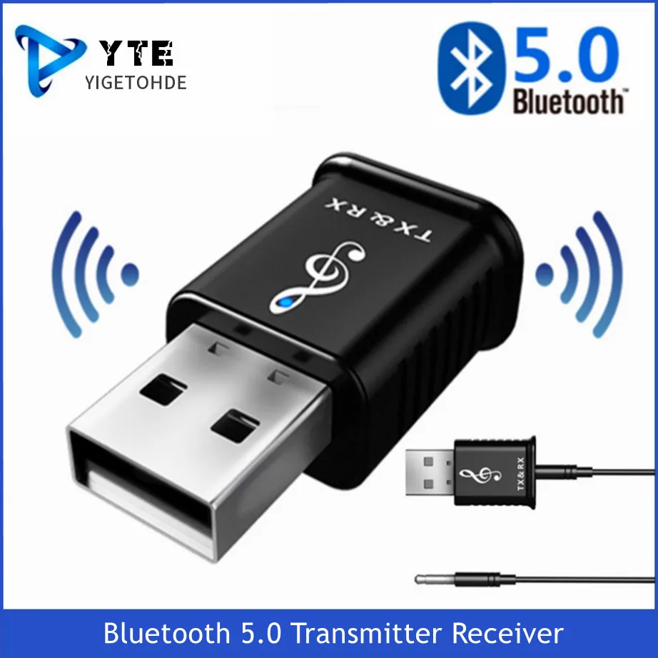 YIGETOHDE 2 in1 Bluetooth 5.0 トランスミッターレシーバーミニ 3.5 ミリメートル AUX ステレオワイヤレス Bluetooth アダプタワイヤレスイヤホンテレビ MP3