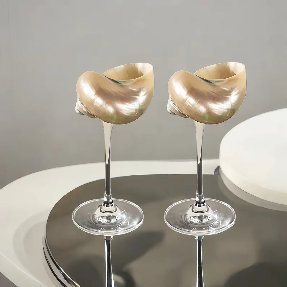 Shell-shaped wine glasses