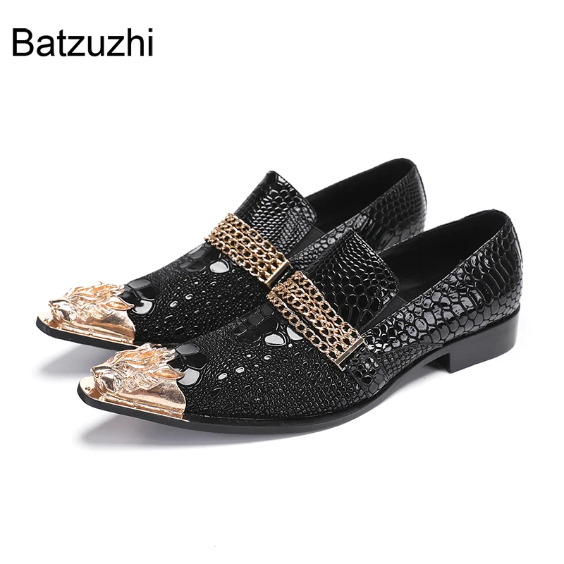 

Batzuzhi Black Party and Wedding Shoes Man Italian Type Handmade Men's Shoes Fashion Genuine Leather Dress Shoes Man Slip on!