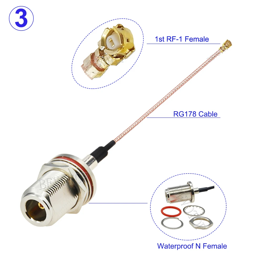 1 stks RG-178 U.FL IPX-1 Vrouwelijke naar N Mannelijke/Vrouwelijke Rechte Connector N naar IPX RG178 Kabel Pigtail RF Coaxiale WIFI WLAN 10 cm-50 cm