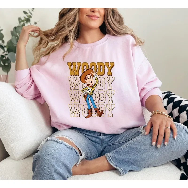 سويت شيرت Toy Story Woody Disneyland لمظهر كاجوال ومريح للجنسين من القطن بياقة دائرية لخريف وشتاء